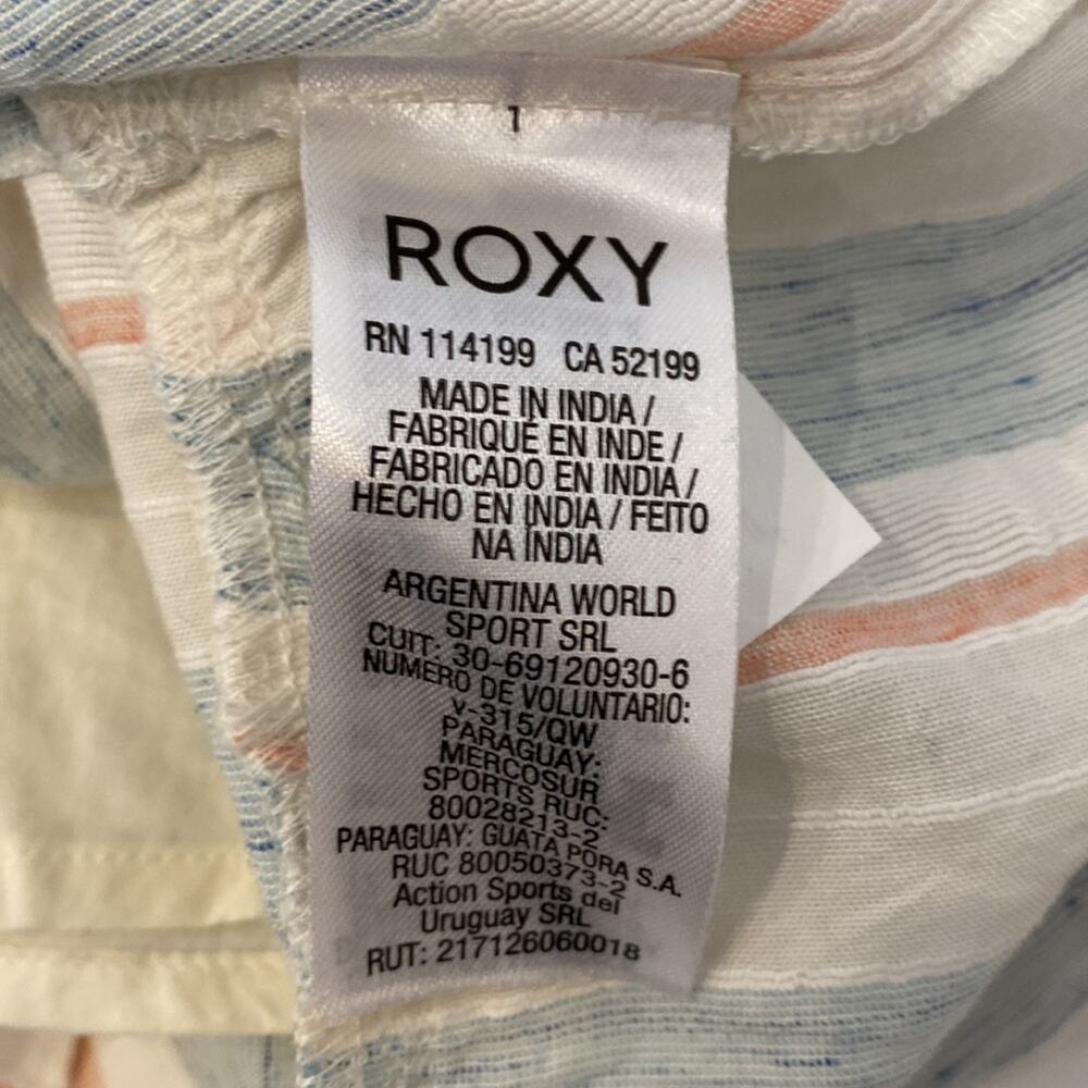 Roxy Snow White Omega Stripe Ruffle Sunday With You Sleeveless Dress NWT Sz M - Picture 8 of 16